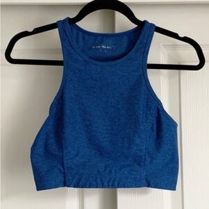 Outdoor Voices Move Free Crop Top in Baltic Blue - Workout Bra